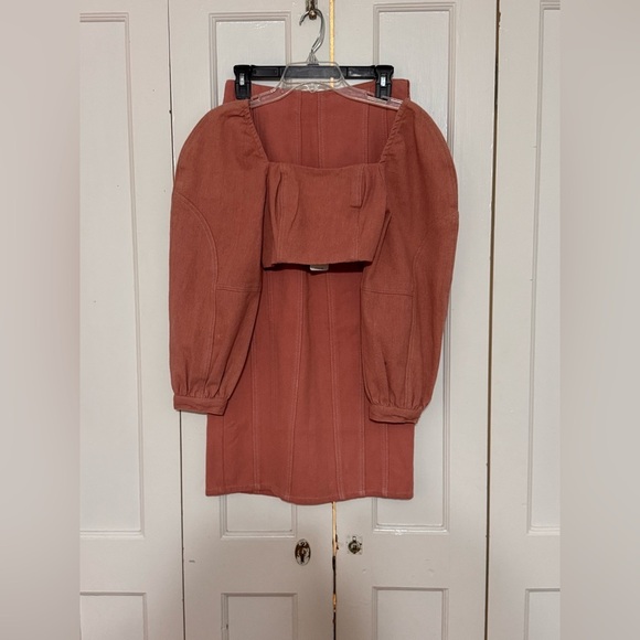 Free People Marley Denim 2 Piece Set in Rose Smoke - Picture 4 of 11